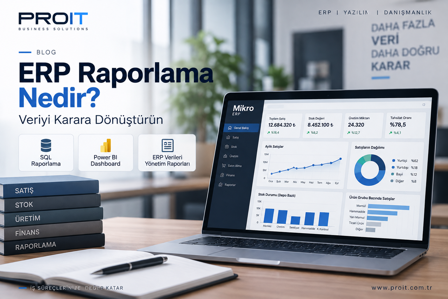 ERP raporlama, SQL raporlama ve Power BI dashboard çözümleri