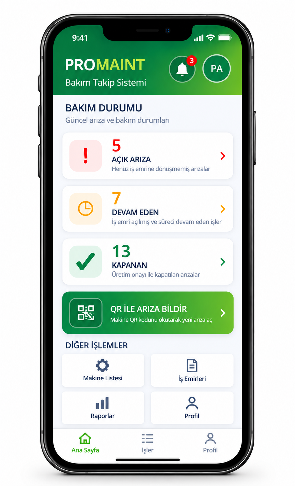 PROMAINT Mobil Bakım Uygulaması